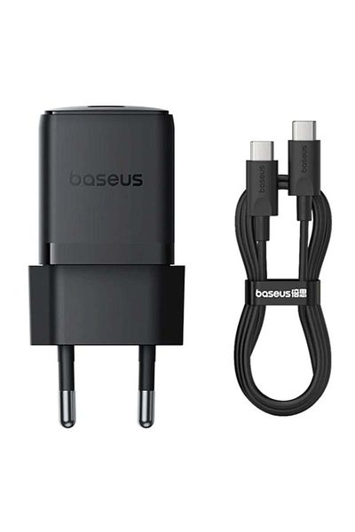 Baseus Wall Charger, Baseus, Type-C Cable Included, Fast Charge, 30W, 5V/3.0A, 1m, Palm 5213, Black