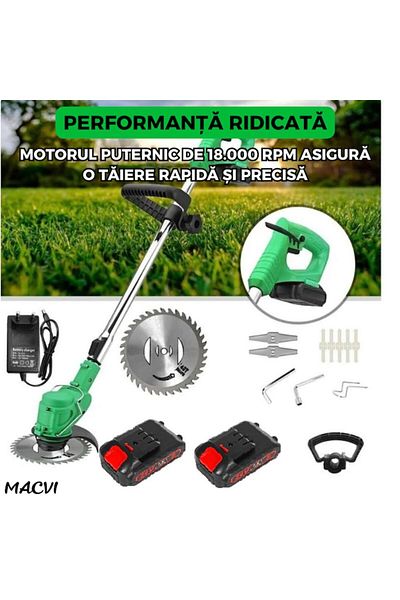 MACVI Motocoasa electrica, 2 acumulatori 48V, putere 4000 mAh, 18000 RPM