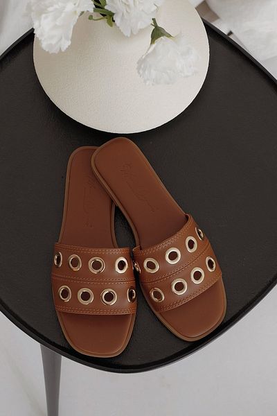 Meral Özgenç Flat Slippers with Ring Band
