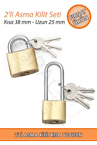 garaccu Set of 2 Padlocks Short Cabinet Lock 38 mm - Long Suitcase and Soldier Lock 25 mm Student Lock