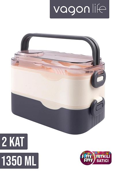 Vagonlife 1350 ml Two Layers Three Compartments Stainless Steel Lunch Box New Generation Expedition Bowl - with Sauce Bowl Model -