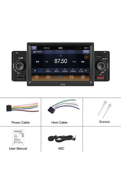 ECARTECH MP5 Player Auto 1DIN Universal, CarPlay and Android Auto, 5 Inch screen - ECARTECH