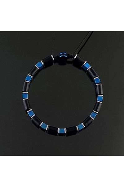 Seven Art Jewelry Natural Stone Set, Blue and Black Hematite Necklace Bracelet Set