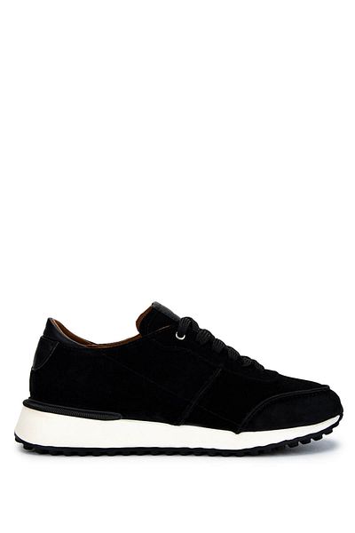 Tamer Tanca Men's Genuine Leather Black Suede Sneakers & Sports Shoes