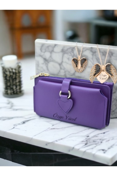 Ayleen Ayz İsme Özel Kadın Cüzdan Cüzdan Aksesuar Kartlık Telefon Bölmeli Kolye Hediyeli