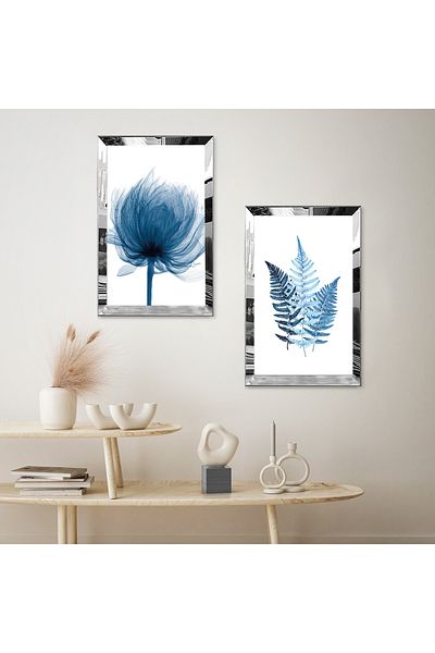 Zevahir Mobilya Dekorasyon FLORI ALBE CU CADRU DE PLEXY CU OGLINDA ARGINTIE FLORI ALBE SET DE MASA MODERN MDF DUBLA