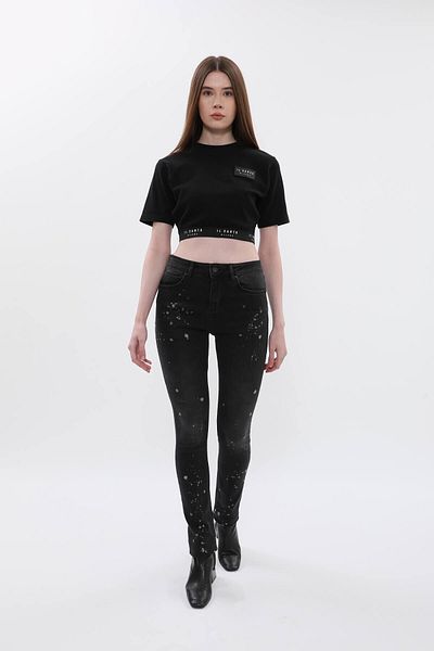 Bluewhite Γυναικείο ψηλόμεσο Skinny Fit Skinny Leg Smudged Smoked Jean παντελόνι