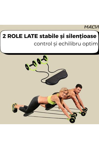 MACVI Macvi® fitness machine with double rollers and elastic ropes, abdomen, back, arms and legs