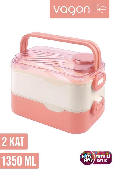 Vagonlife 1350 ML İki Kat Üç Bölme Paslanmaz Çelik Lunch Box Yeni Nesil Sefer...