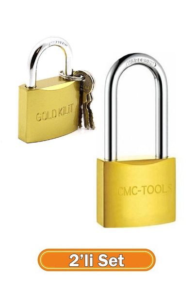 garaccu Set of 2 Padlocks Short Cabinet Lock 38 mm - Long Suitcase and Soldier Lock 25 mm Student Lock