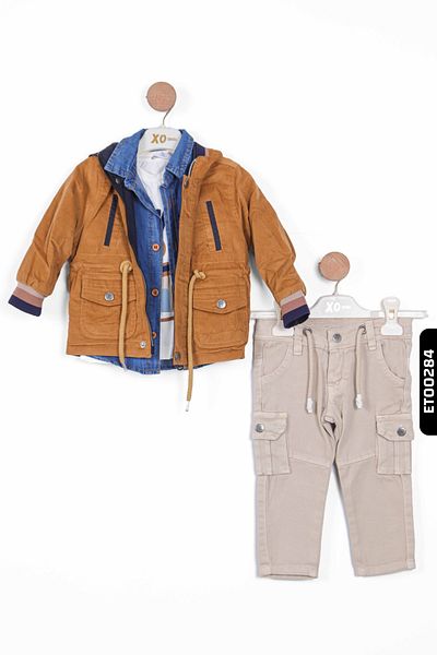 xo kids moda Boy's Cargo Bottom and Top Set 1-3 Years 11053