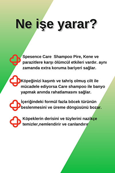 Spesence Care Kedi ve Köpekler İçin Bit,Pire,Kene ve Parazit Şampuan 250ml