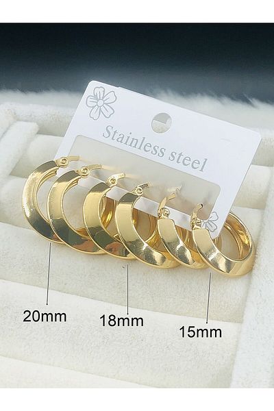 DS DİAMONDSHOP Six Steel Earrings Three Boy Halka Model New Season Byçkp-20256180