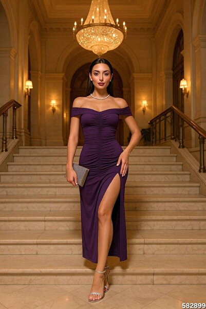 Modafeminen Φόρεμα Madonna με γιακά με άμμο 582899 Μωβ