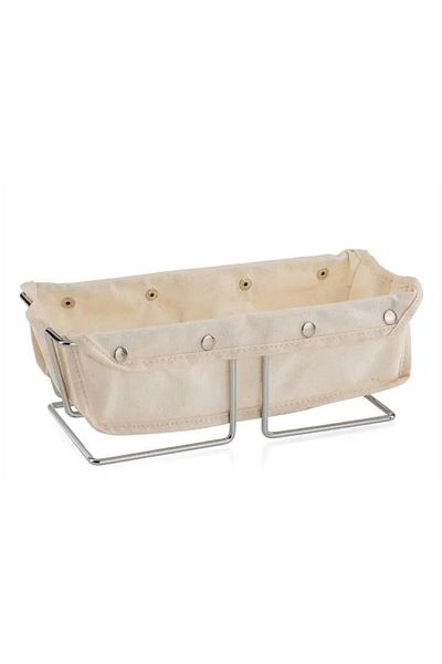 Edora Home Silver Rectangular Bread Basket Stylish, Bread Bowl Beige Canvas Fabric-Multi-Purpose Metal Stainless