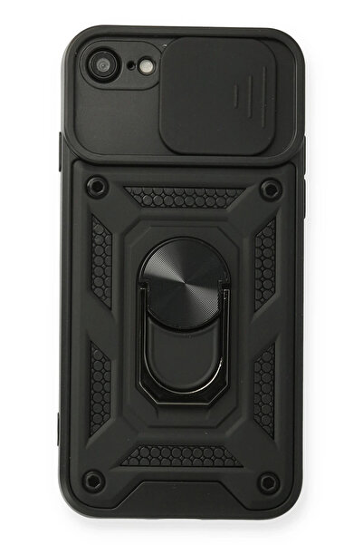 NewFace حافظة آيفون 7 من السيليكون مع حلقة عدسة بارس - أسود 1494915709