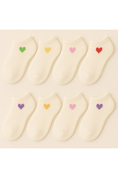 Black Arden Socks Kalp Desenli Kız Çocuk Patik Seti 5'li Okul Günlük Mevsimlik