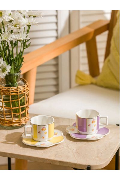 LC Waikiki Lcw Home Mixed Flower Printed 2 Person Porcelain Coffee Cup Set