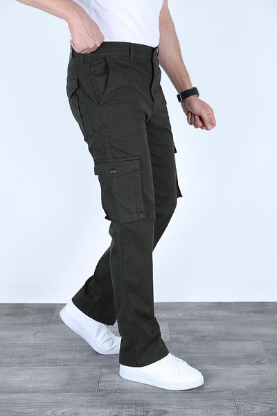 sports here Εποχιακό λινό παντελόνι με ίσιο πόδι Cargo Pocket