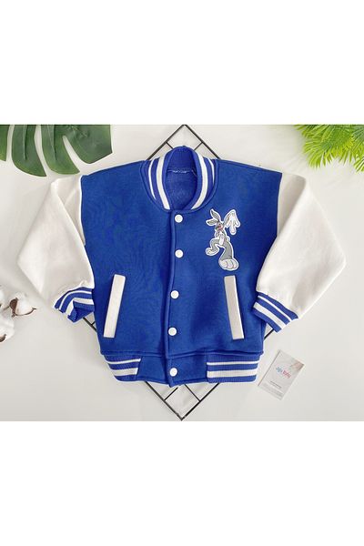 Jaju Baby Unisex Παιδικό Μπουφάν College με Μπλε Bugs Bunny Figure