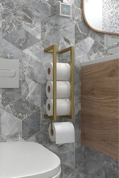 Grandmix Suport pentru hârtie igienică din metal cu montare pe perete Suport pentru role de toaletă minimalist minimalist modern pentru baie