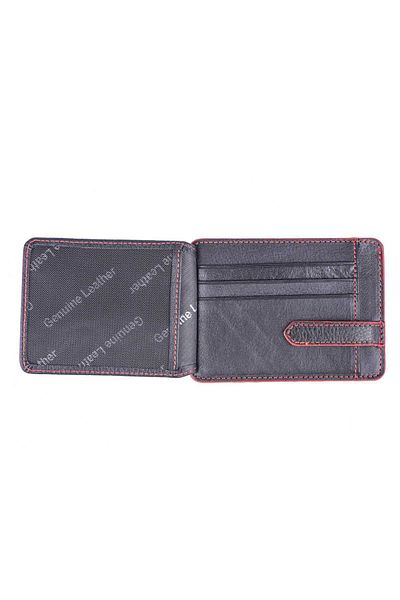 Toro Nero Men's card holder made of black genuine leather Open Red Line