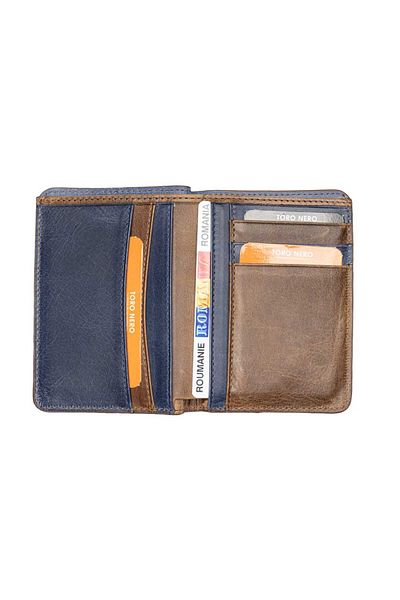 Toro Nero Men's Wallet Made Of Genuine Leather, Brown-navy Blue, Ayan