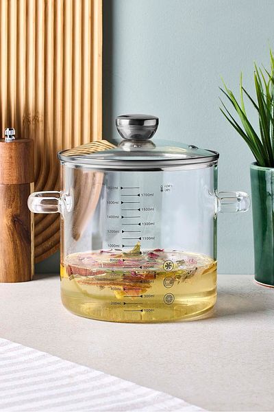 Perotti Sean Silver 1800 ml Borosilicate Glass Pot