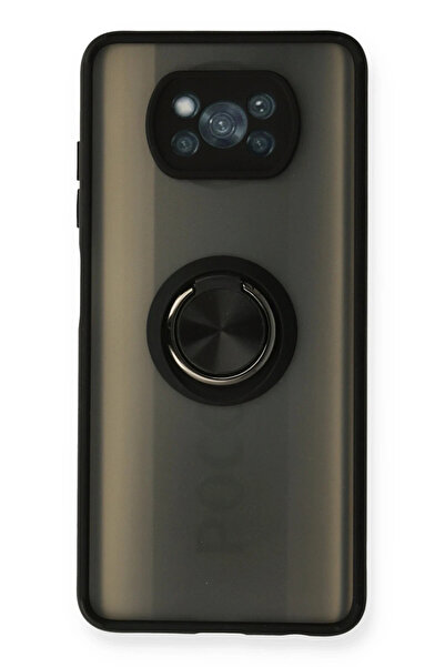 NewFace حافظة هاتف Xiaomi Pocophone X3 من السيليكون مع حلقة مونتريال - أسود 1...