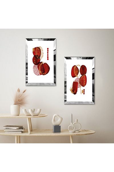 Zevahir Mobilya Dekorasyon SET DE MASA MDF DUBLA CU FORME ROSE CU CADRU DE PLEXY CU OGLINDA SILVER FOND ALB