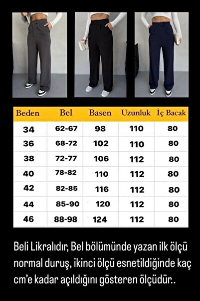 moda armanc Kadın Yüksek Bel Cırt Kapamalı Likralı Lacivert Palazzo Pantolon - Günlük Rahat Kalıp