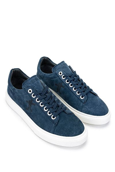 Tamer Tanca Men's Genuine Leather Blue Sneakers & Sports Shoes