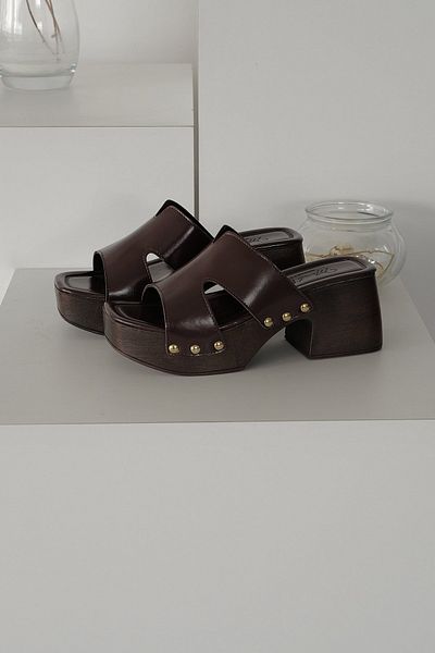 Meral Özgenç Riveted Block Heel Slippers