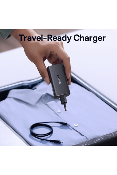 Baseus Încărcător de perete cu 4 porturi, cablu Type-C, 2x USB, 2x Type-C, 100W, 20V, 5A, 1m, GaN6 Pro, negru