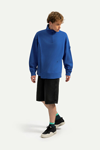 KAFT Unisex Yarım Fermuarlı Sweatshirt - Ploid - Comet