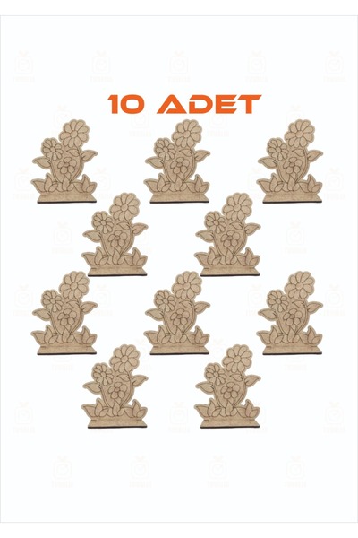 Tuvalia 10 PAPATYA Ahşap Oyuncak Aktivite Yaz Ahşap Boyama Boyanabilir Çiçek ...