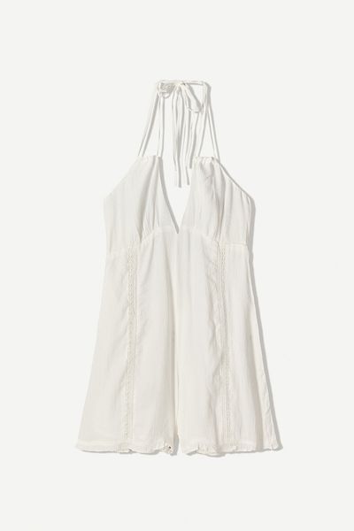 Bershka Halter playsuit with tie detail