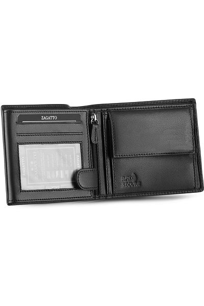 zagatto Men's Wallet Zagatto® FABRIANO, Black, Leather, Slim, 9.5x12.5x2 cm, 7 Cards, ZG-N992-F3