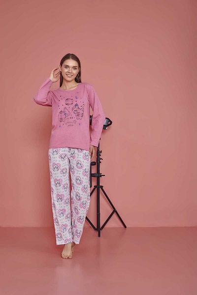 Intisimo Women's Pajamas, Long Sleeve, Beauty, Cotton, Pink - L
