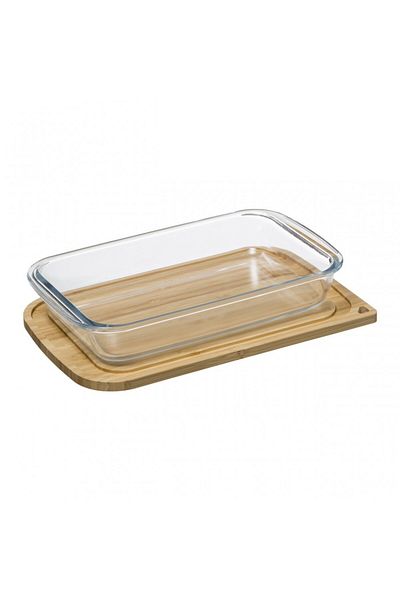 Secret de Gourmet Arjun heat-resistant pot, bamboo lid, 31.2 x 19.8 x H 5.5 cm, 1.6 liters
