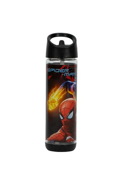 SUNCE Marvel Spiderman Plastic Water Bottle with Straw 500 ml