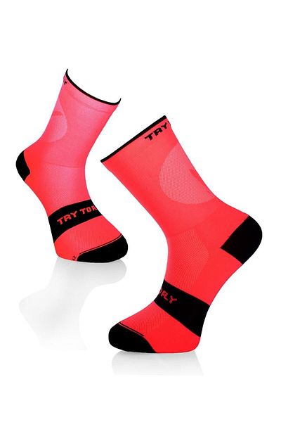 Try to Fly Cycling Socks Cycling Light Socks Fluo Coral