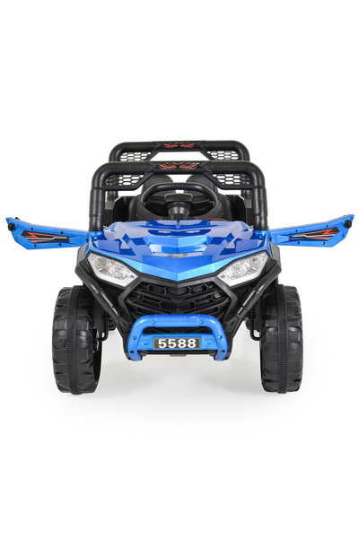 Moni Masinuta Electrica cu Telecomanda, Moni BO Fast Blue, Doua motoare, Lumini si Muzica, Varsta 3-7 ani