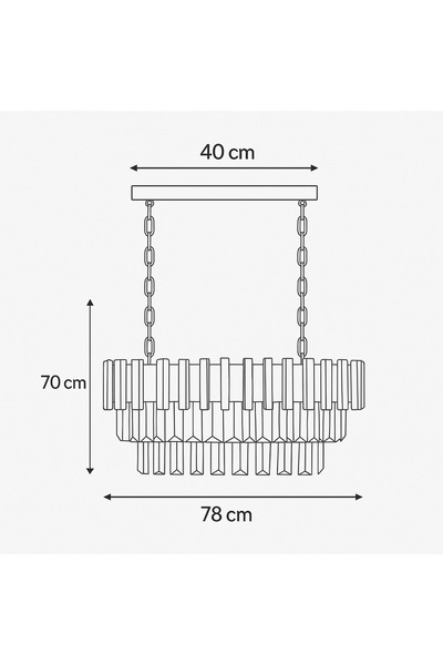 İstanbul Avize Luna Siyah-gümüş 3 Katlı Lüx Kristal Yemek Masası Avize