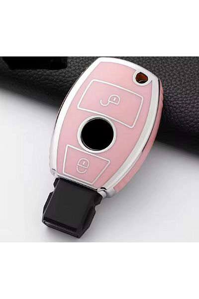 emii auto spare parts Mercedes Compatible Key Case Cover with 2 Keys Model Pink/Grey