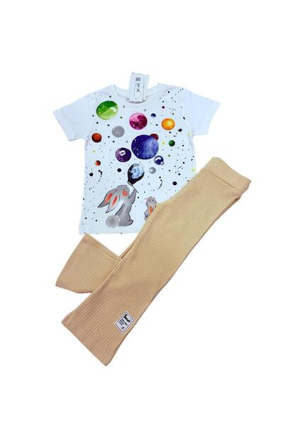 Esterella Girl's Short Sleeve Summer Suit / Crew Neck T-Shirt Flare Pants Set