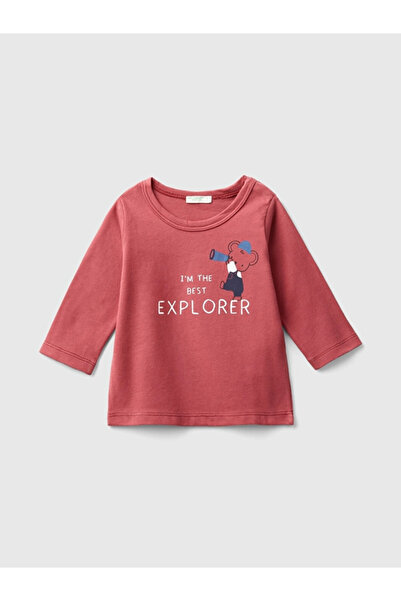 Benetton سويت شيرت للأطفال الرضع بزر كبس مخفي من عمر 1 إلى 18 شهرًا بلون القرفة