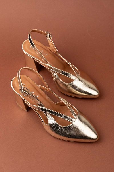Gondol Women's Genuine Leather Stylish Thick Heeled Shoes Anl.3361