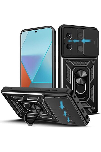 Rivor For Redmi Note 13 Pro 5G/Poco X6 Case Camera Sliding Stand with Ring Sh...