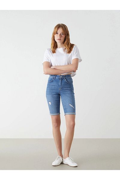 LC Waikiki Lcw Jeans Indigo Bermuda Fit Women's Jean Shorts